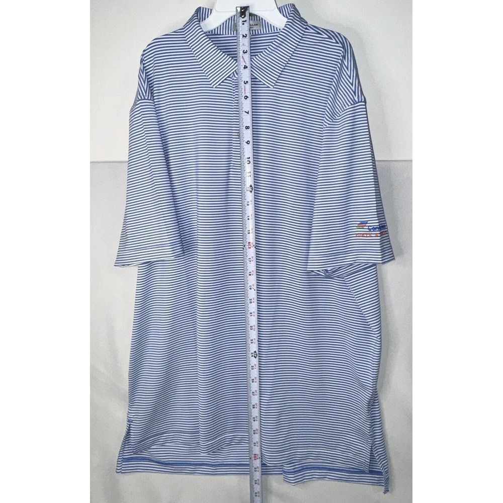 Peter Millar Summer Comfort Mens XL Blue White Striped‎ Short Sleeve Button Up - Picture 4 of 5